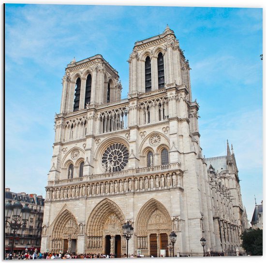 Dibond - Notre-Dame in Parijs - 50x50cm Foto op Aluminium (Met Ophangsysteem)