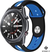 Siliconen sport duo bandje - geschikt voor Samsung Galaxy Watch 3 45mm / Galaxy Watch 1 46mm / Gear S3 Classic & Frontier - zwart/blauw