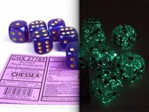 Chessex Borealis D6 16mm Royal Purple/gold Luminary Dobbelsteen Set (12 stuks)