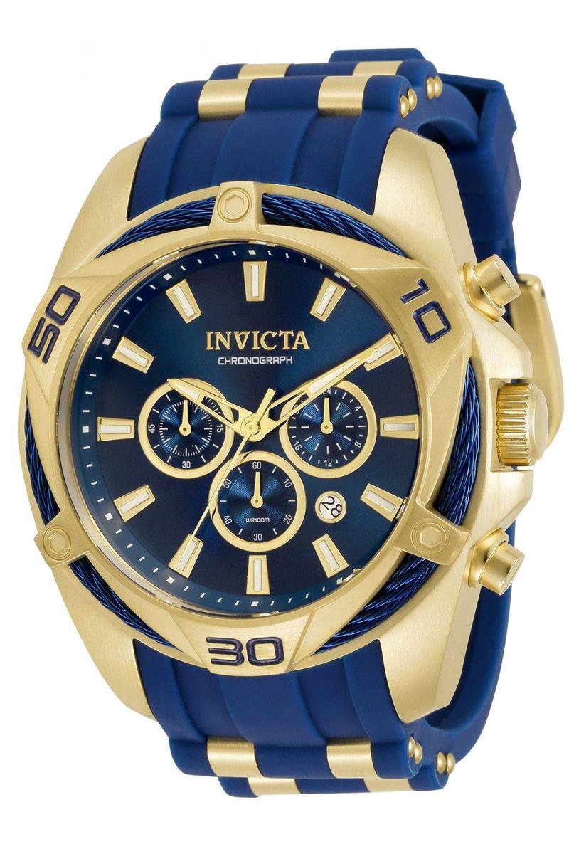 Invicta Bolt 34139 Heren Horloge - Waterdicht - Analoog - Quartz Uurwerk - Roestvrij Staal met blauwe Wijzerplaat - 50mm