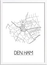 Den Ham Plattegrond poster A3 + Fotolijst Wit (29,7x42cm) - DesignClaud