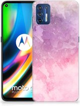 Telefoonhoesje Motorola Moto G9 Plus Silicone Back Cover Pink Purple Paint