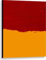 Canvas  - Rood/Geel Vlak - 75x100cm Foto op Canvas Schilderij (Wanddecoratie op Canvas)