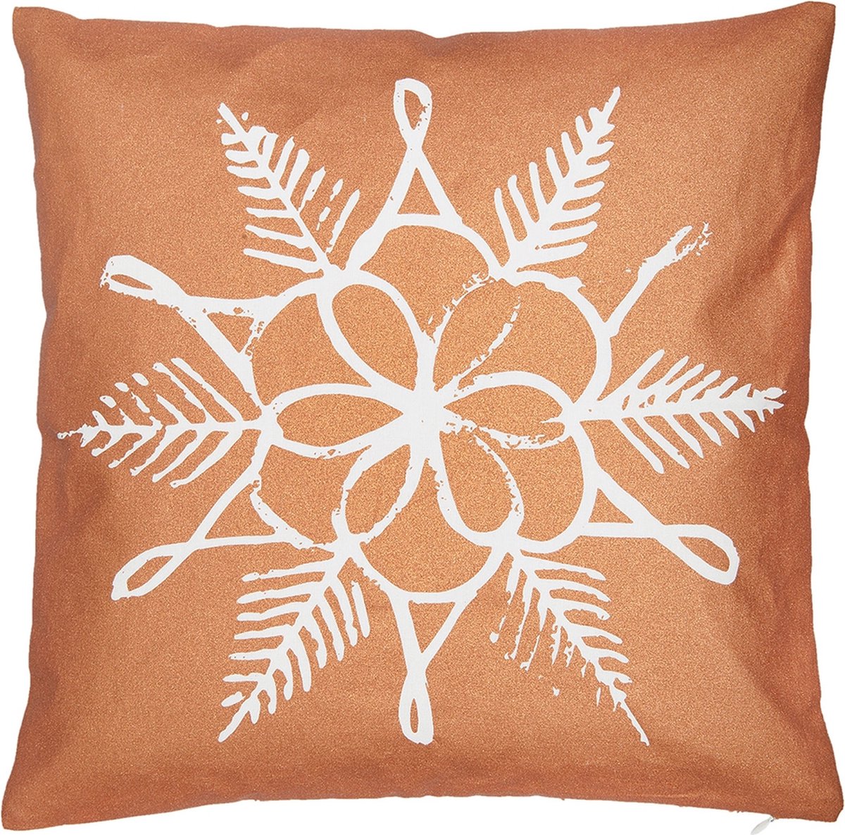Clayre & Eef Kussenhoes CUW20 40*40 cm Koperkleurig Katoen Vierkant Bloem Sierkussenhoes Kussen hoes