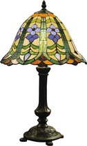 LumiLamp Tiffany Tafellamp Ø 30*48 cm E27/max 1*60W Groen, Blauw Glas in lood Bloem Tiffany Bureaulamp Tiffany Lampen