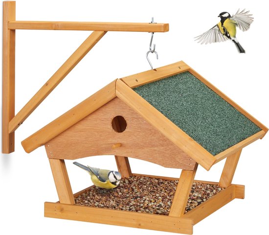Gunst Specifiek moreel Relaxdays vogelvoederhuisje hangend - houten vogelhuis - voederhuisje  tuinvogels - muur | bol.com