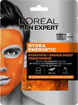 L'Oréal Paris Men Expert Hydra Energetic Tissue Gezichtsmasker - 5 stuks - Herstelt en Hydrateert - Voordeelverpakking