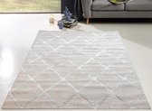 Nola Modern Vloerkleed - Geruit -Grijs- 80x150 cm