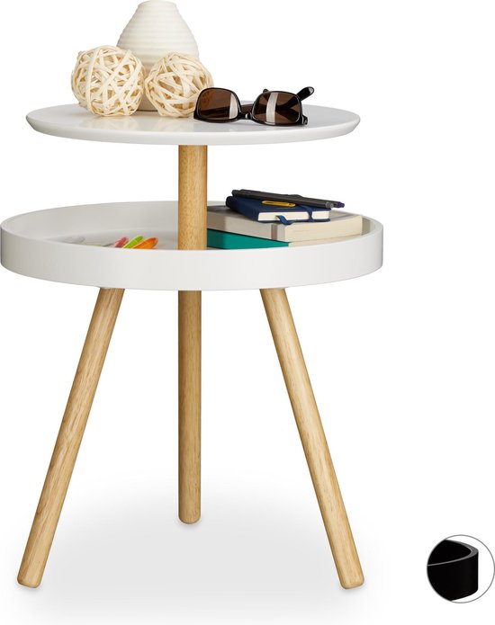 Relaxdays Bijzettafel Wit - Kindertafel Vierkant - Salontafel Hout   Kleine Tafel   Modern