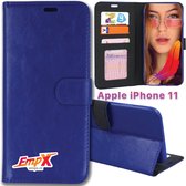 EmpX.nl iPhone 11 Donkerblauw Boekhoesje | Portemonnee Book Case voor Apple iPhone 11 Donkerblauw | Flip Cover Hoesje | Met Multi Stand Functie | Kaarthouder Card Case iPhone 11 Donkerblauw |