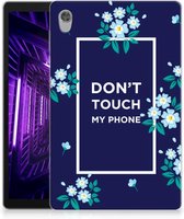 Siliconen Backcase met Tekst Lenovo Tab M10 HD (2de generatie) Tablet Hoes Flowers Blue Don't Touch My Phone met doorzichte zijkanten