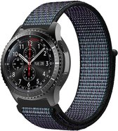 Nylon Smartwatch bandje - Geschikt voor  Samsung Galaxy Watch 46mm nylon band - zwart/blauw - Horlogeband / Polsband / Armband