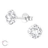 Oorbellen dames | Oorstekers | Zilveren oorstekers, ronde Swarovski kristal