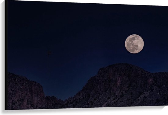 Canvas  - Bergen onder de Maan - 120x80cm Foto op Canvas Schilderij (Wanddecoratie op Canvas)