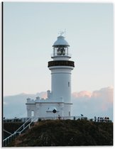 Dibond - Witte Vuurtoren - 30x40cm Foto op Aluminium (Wanddecoratie van metaal)