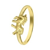 Zilveren goldplated kinderring met paard