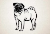 Wanddecoratie - Pug - hond - L - 92x75cm - Zwart - muurdecoratie - Line Art