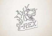 Wanddecoratie - T-Rex 3D dinosaur - M - 66x60cm - Wit - muurdecoratie - Line Art