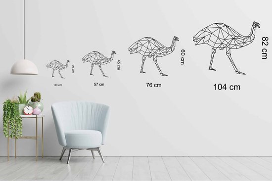 Line Art - Autruche 1 - S - 45x57cm - décoration murale géométrique