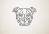 Line Art - Hond - Amerikaanse Bulldog - S - 45x59cm - Wit - geometrische wanddecoratie