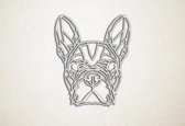 Line Art - Hond - Franse Bulldog - XS - 30x25cm - EssenhoutWit - geometrische wanddecoratie