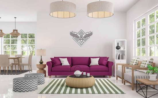 Line Art - Eagle 2 avec fond - XS - 22x30cm - Wit - décoration murale géométrique