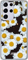 6F hoesje - geschikt voor Samsung Galaxy S21 Ultra -  Transparant TPU Case - Daisies #ffffff