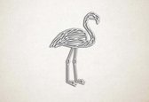 Line Art - Flamingo 4 - S - 60x41cm - EssenhoutWit - geometrische wanddecoratie