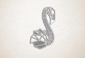 Line Art - Flamingo 3 - S - 60x36cm - Wit - geometrische wanddecoratie
