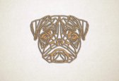 Line Art - Hond - Pug - M - 60x74cm - Eiken - geometrische wanddecoratie