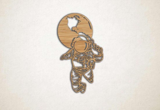 Wanddecoratie - Astronaut - XS - 30x18cm - Eiken - muurdecoratie - Line Art