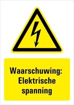 Waarschuwing voor gevaarlijke elektrische spanning sticker met tekst 297 x 420 mm