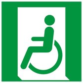 Nooduitgang gehandicapten naar links bord - kunststof - E026 150 x 150 mm