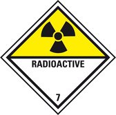ADR klasse 7 radioactieve stoffen bord - aluminium 250 x 250 mm