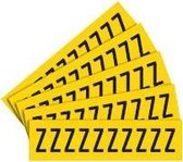 Letter stickers alfabet met laminaat - 5 x 10 stuks - geel zwart Letter Z teksthoogte 30 mm