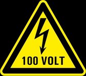Sticker elektriciteit waarschuwing 100 volt 200 mm