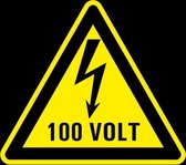 Waarschuwingsbord elektrische spanning 100 volt - kunststof 200 mm