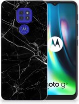 Smartphone hoesje Motorola Moto G9 Play | E7 Plus Transparant Hoesje Marmer Zwart