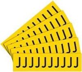 Letter stickers alfabet met laminaat - 5 x 10 stuks - geel zwart Letter J teksthoogte 30 mm