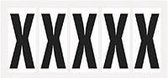 Letter stickers alfabet - 20 kaarten - zwart wit teksthoogte 75 mm Letter X