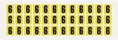 Cijfer stickers geel/zwart teksthoogte: 15 mm cijfer 6