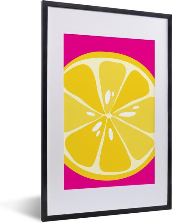 complexiteit Gelovige Secretaris Fotolijst incl. Poster - Vrolijke tekening van een citroen op een roze  achtergrond -... | bol.com