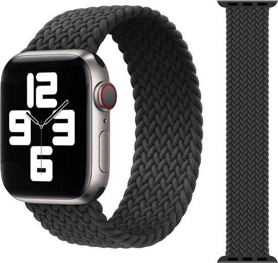 Gevlochten solo band - houtskool - Geschikt voor Apple Watch | bol.com
