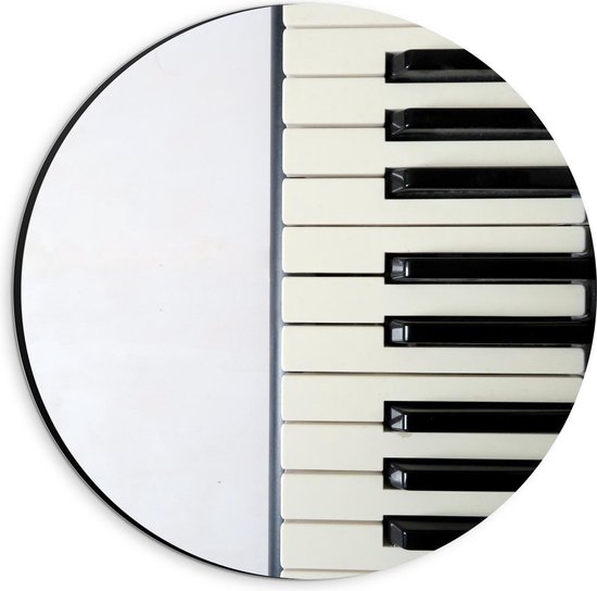 Dibond Wandcirkel - Halve Piano op Witte Achtergrond - 20x20cm Foto op Aluminium Wandcirkel (met ophangsysteem)