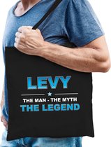 Naam cadeau Levy - The man, The myth the legend katoenen tas - Boodschappentas verjaardag/ vader/ collega/ geslaagd