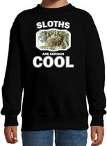 Dieren luiaarden sweater zwart kinderen - sloths are serious cool trui jongens/ meisjes - cadeau hangende luiaard/ luiaarden liefhebber 3-4 jaar (98/104)