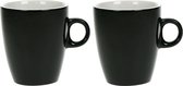 Set van 6x stuks koffiekopjes/bekers zwart 190 ml - Koffie/thee kopjes van keramiek