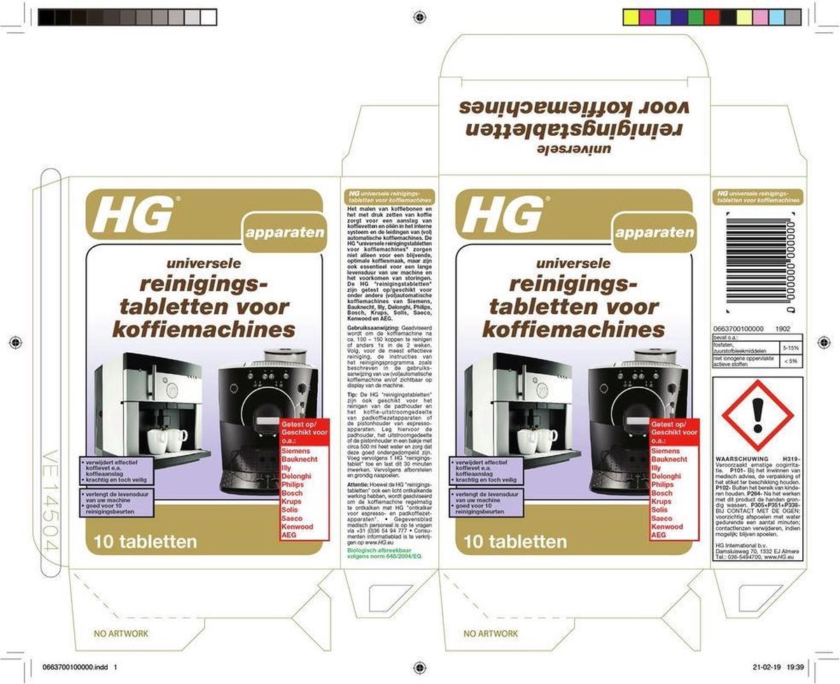 HG koffiemachine reinigingstabletten - 10 stuks - krachtige en veilige  ontkalker -... | bol.com