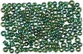 Rocailles, afm 8/0 , d: 3 mm, groen glans, 500gr, gatgrootte 0,6-1,0 mm