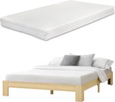 Houten bed Raisio grenen met matras 160x200 cm houtkleurig